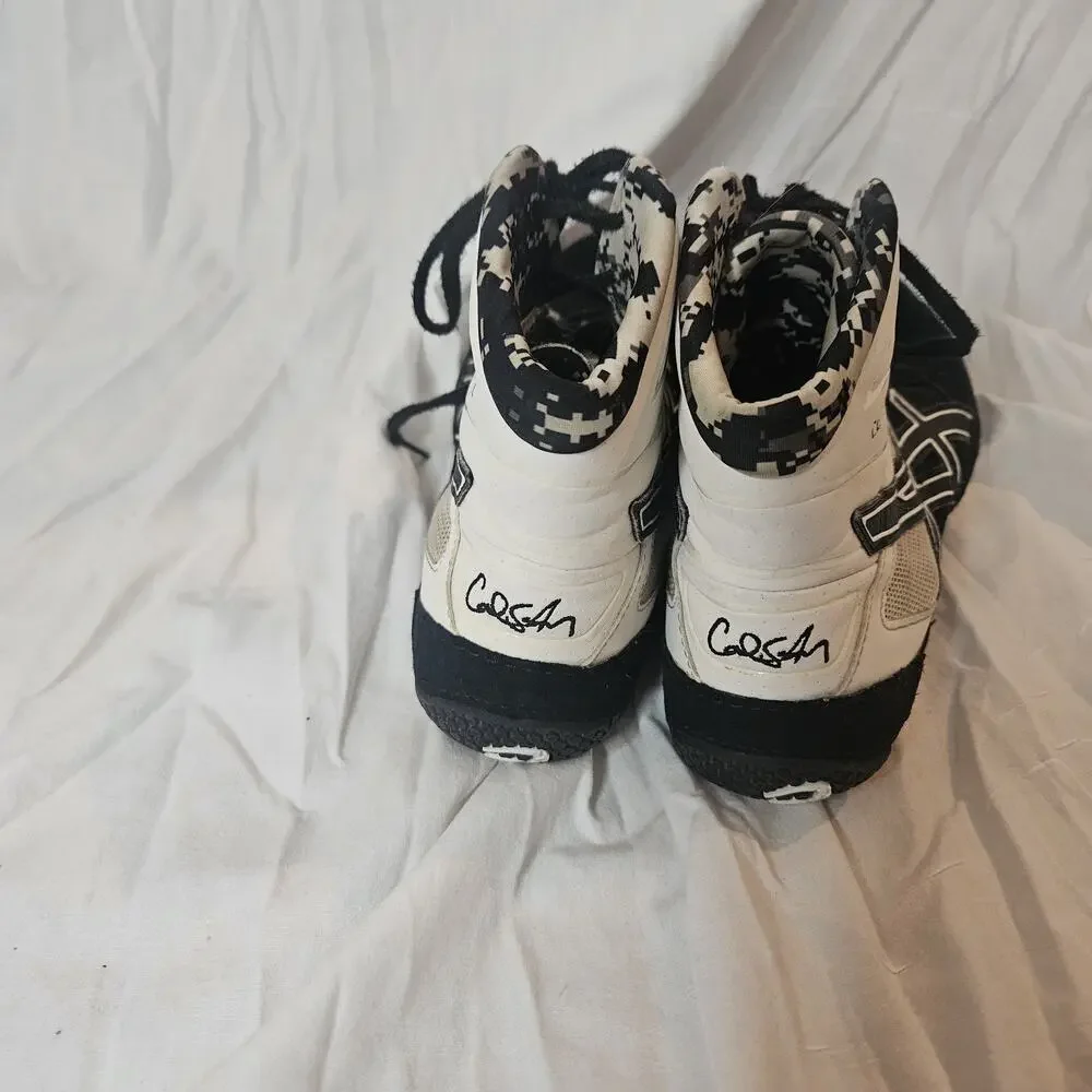 Asics Cael V7.0 Wrestling Shoes Men's US 7 Black White Camo